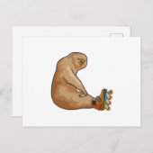 Sloth als Inline-Skater mit Inline-Skaten Postkarte (Vorne/Hinten)