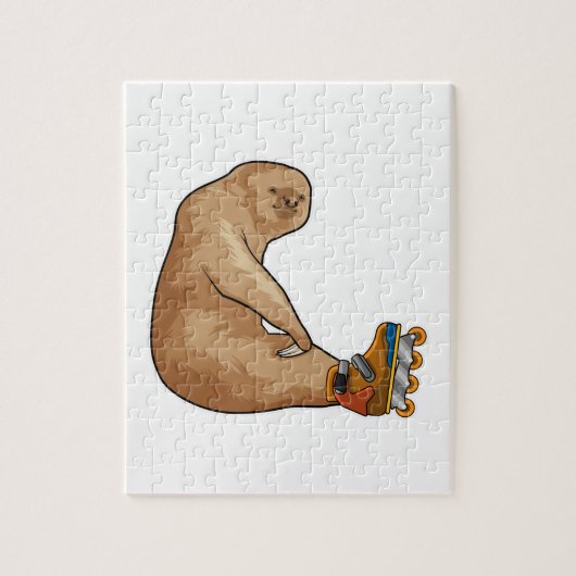 Sloth als Inline-Skater mit Inline-Skaten Puzzle (Vertikal)