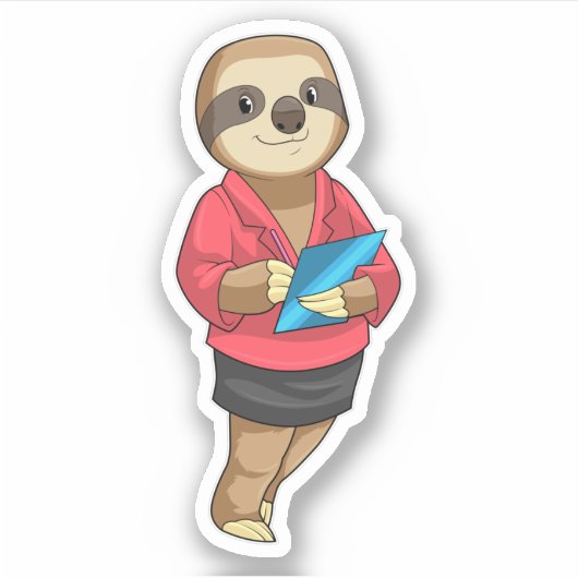 Sloth als Secretary mit Notepad Aufkleber (Vorderseite)