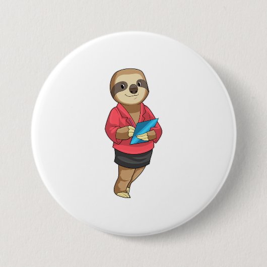 Sloth als Secretary mit Notepad Button (Vorderseite)
