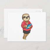 Sloth als Secretary mit Notepad Postkarte (Vorne/Hinten)
