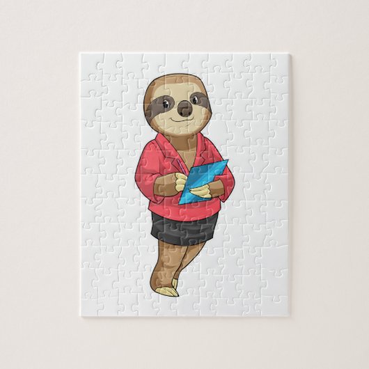 Sloth als Secretary mit Notepad Puzzle (Vertikal)