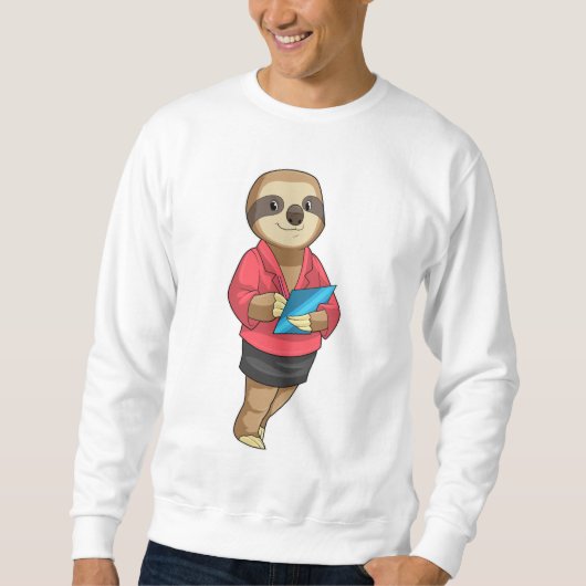 Sloth als Secretary mit Notepad Sweatshirt (Vorderseite)