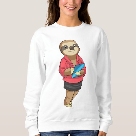 Sloth als Secretary mit Notepad Sweatshirt (Vorderseite)