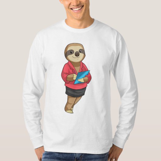 Sloth als Secretary mit Notepad T-Shirt (Vorderseite)