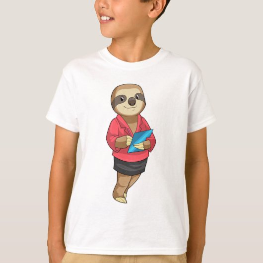 Sloth als Secretary mit Notepad T-Shirt (Vorderseite)