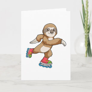 Sloth als Skater mit Inline-Skaten Karte