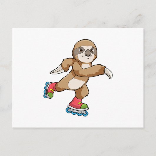 Sloth als Skater mit Inline-Skaten Postkarte (Vorderseite)