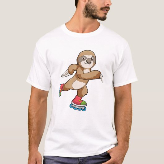 Sloth als Skater mit Inline-Skaten T-Shirt (Vorderseite)