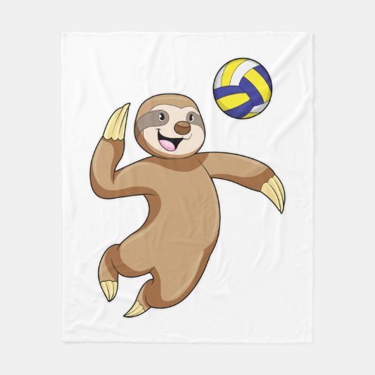 Sloth als Volleyball-Spieler mit Volleyball Fleecedecke (Vorderseite)
