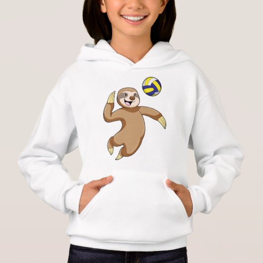 Sloth als Volleyball-Spieler mit Volleyball Hoodie (Vorderseite)