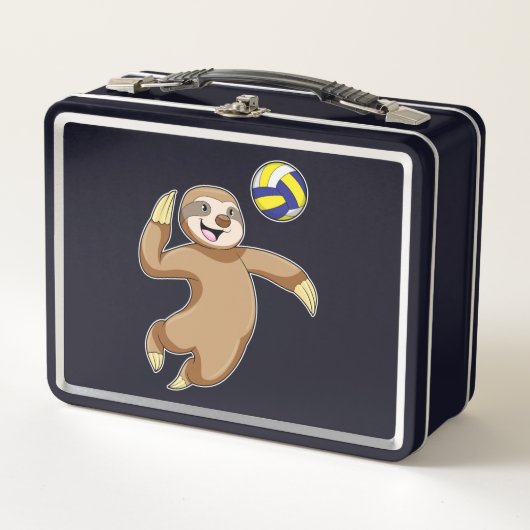 Sloth als Volleyball-Spieler mit Volleyball Metall Brotdose (Vorderseite)