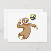 Sloth als Volleyball-Spieler mit Volleyball Postkarte (Vorne/Hinten)