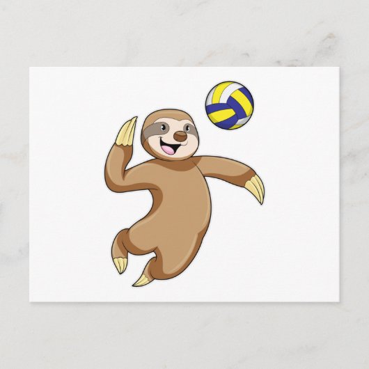 Sloth als Volleyball-Spieler mit Volleyball Postkarte (Vorderseite)