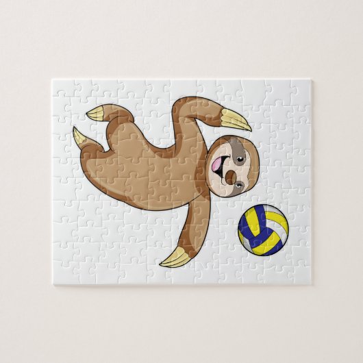 Sloth als Volleyball-Spieler mit Volleyball Puzzle (Horizontal)