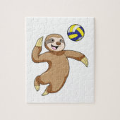 Sloth als Volleyball-Spieler mit Volleyball Puzzle (Vertikal)