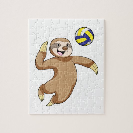 Sloth als Volleyball-Spieler mit Volleyball Puzzle (Vertikal)