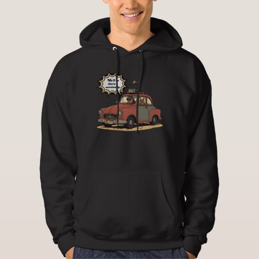 Sloth and Bunny Cartoon Road Trip Adventure Hoodie (Vorderseite)