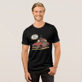 Sloth and Bunny Cartoon Road Trip Adventure Tri-Blend Shirt (Vorderseite voll)