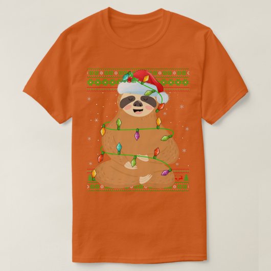 Sloth Animal Lover Xmas Lights Santa Ugly Sloth Ch T-Shirt (Design vorne)