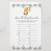 Sloth Animals Baby Dusche Name The Baby Animals (Vorne/Hinten)