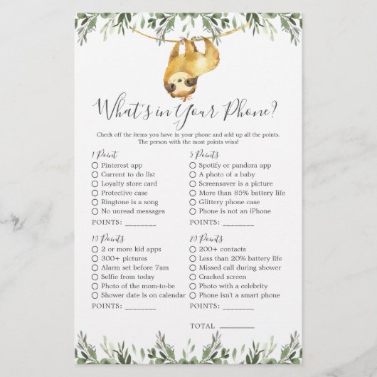 Sloth Animals Baby Shower Was ist in Ihrem Telefon (Vorderseite)