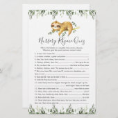 Sloth Animals Baby ShowKinderzimmer Rhyme Quiz Gam (Vorne/Hinten)