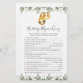 Sloth Animals Baby ShowKinderzimmer Rhyme Quiz Gam (Vorne/Hinten)