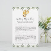 Sloth Animals Baby ShowKinderzimmer Rhyme Quiz Gam (Stehend Vorderseite)