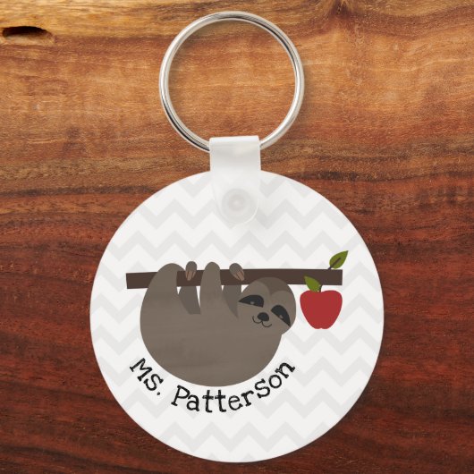 Sloth Apple Tree Teacher Schlüsselanhänger (Vorderseite)