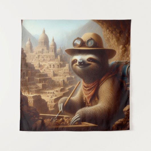 Sloth Archeologist Wandteppich (Vorderseite)