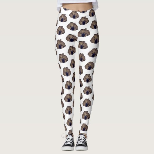 Sloth Art, schlafende Sloth Head Leggings (Vorderseite)