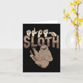 Sloth Asl Hand Gesture Deaf Gehörlosigkeit Bewusst Karte (Gelbe Blume)