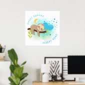 Sloth Asleep Sweet Dreams Sleepy Head Baby Boy Poster (Heimbüro)