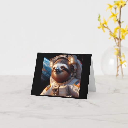 Sloth Astronaut Karte (Gelbe Blume)