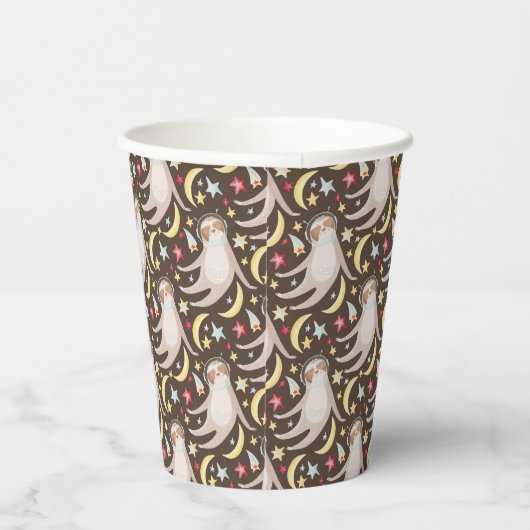 Sloth Astronaut Muster Pappbecher (Rechts)