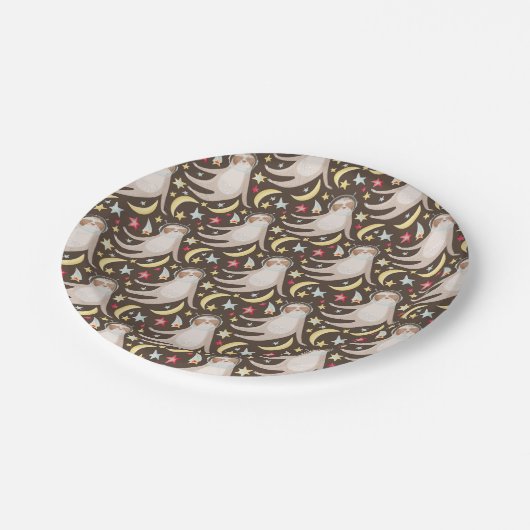 Sloth Astronaut Muster Pappteller (Schrägansicht)