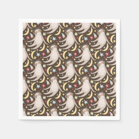 Sloth Astronaut Muster Serviette (Vorderseite)