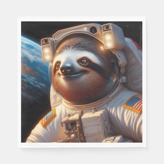 Sloth Astronaut Serviette (Vorderseite)
