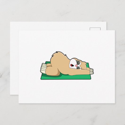 Sloth at Yoga on Yoga mat Postkarte (Vorne/Hinten)