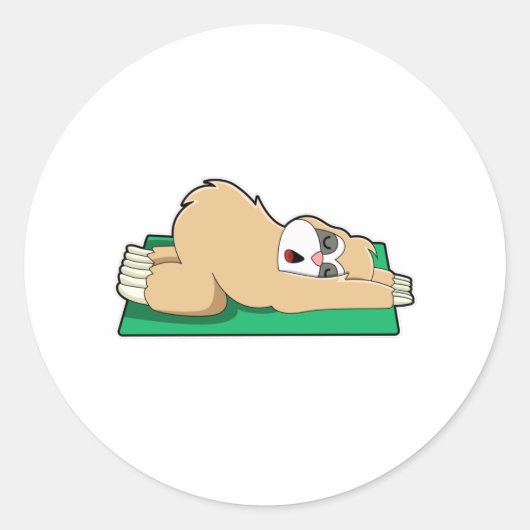 Sloth at Yoga on Yoga mat Runder Aufkleber (Vorderseite)