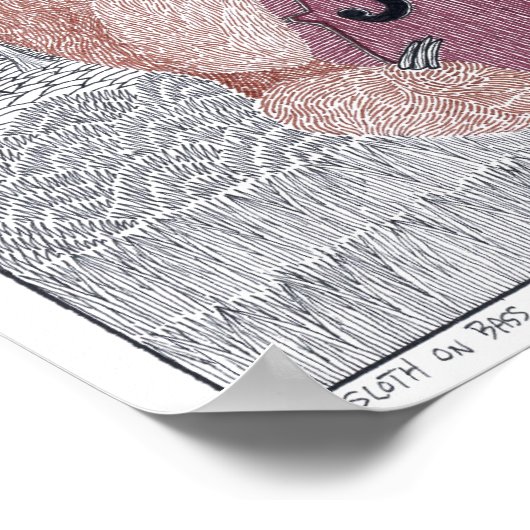 Sloth auf Bass Poster (Ecke)