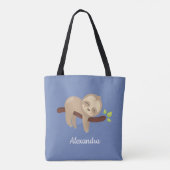 Sloth auf Branch Kawaii Style Animal Blue Tasche (Rückseite)