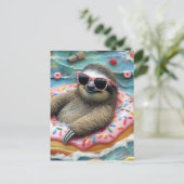 Sloth auf einem Donut Float Postkarte (Stehend Vorderseite)