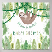 Sloth Baby Boy Duschdusche Jungle Thema Willkommen Poster (Vorne)
