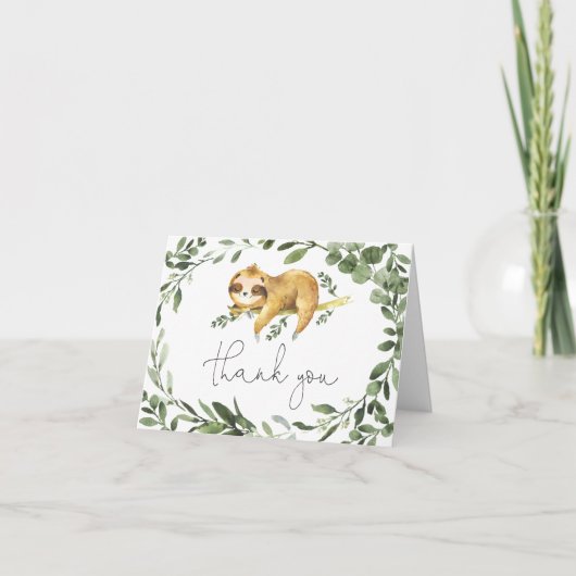 Sloth Baby Dusche Danke Karte (Vorderseite)