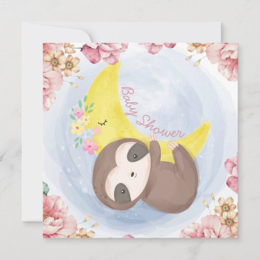 Sloth Baby Dusche Einladung (Vorderseite)