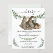 Sloth Baby Dusche Eucalyptus Watercolor (Vorne/Hinten)