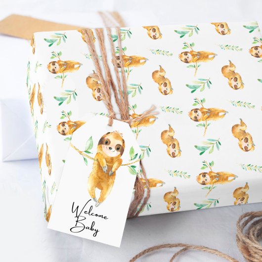 Sloth Baby Dusche Packpapier