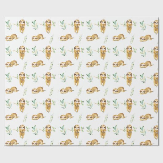 Sloth Baby Dusche Packpapier (Flach)